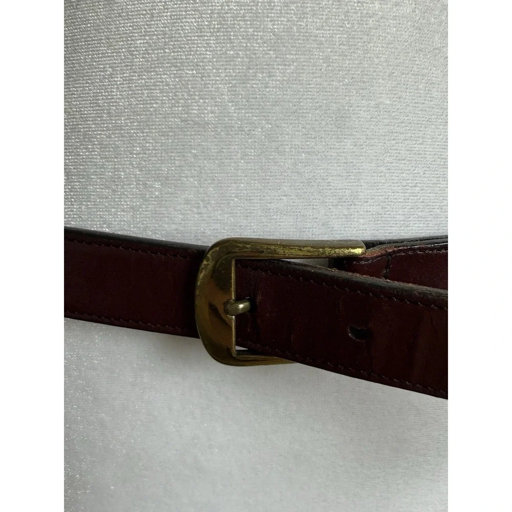 Vintage 70s ETIENNE AIGNER Womens S Handmade Leather Brass Belt Oxblood RARE